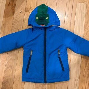 Mini Boden Blue Dinosaur Hooded Coat